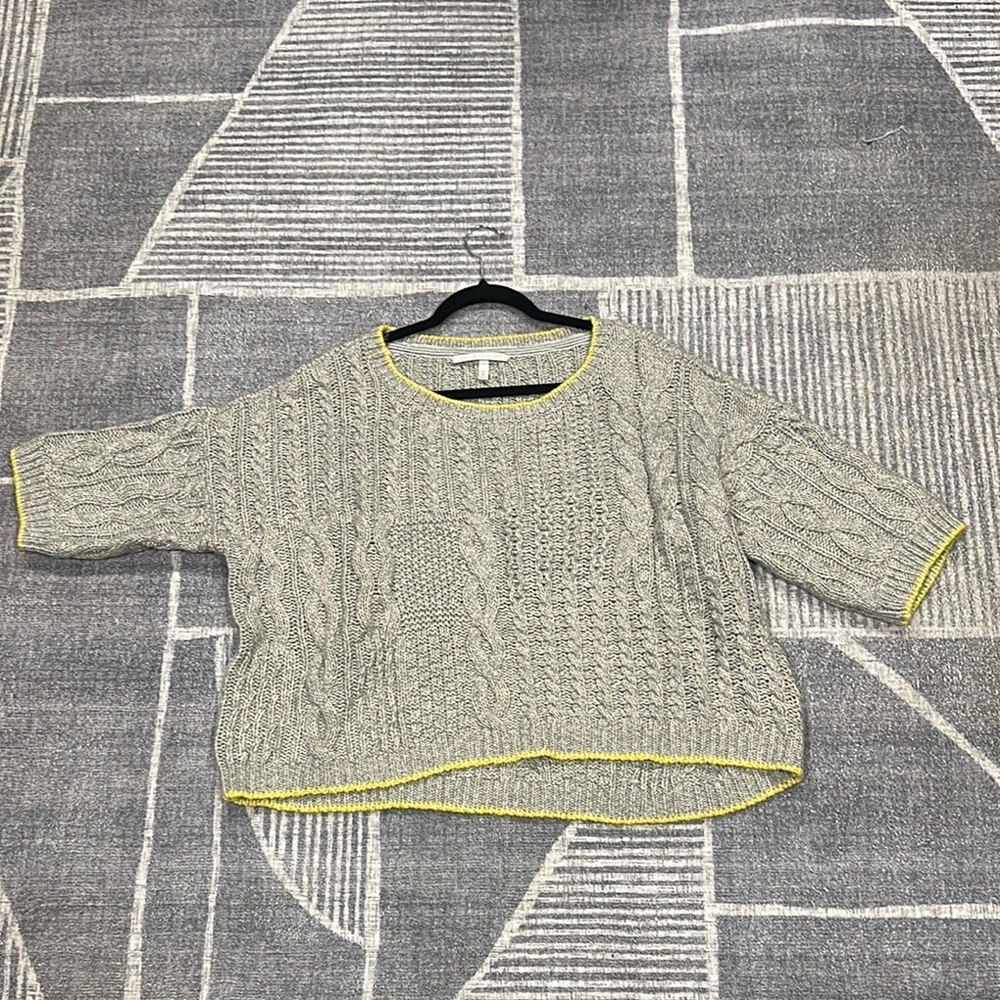 Victoria's Secret Gray Knit Sweater with Yellow Accents